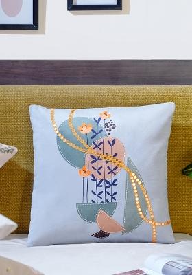 Sky Blue Harmony Of Elements Velvet Cushion Cover