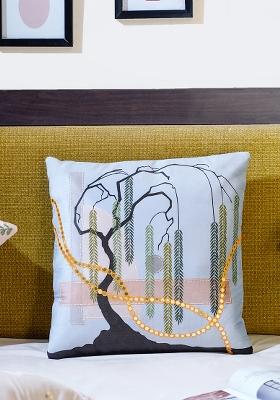 Sky Blue Harmony Of Elements Velvet Cushion Cover