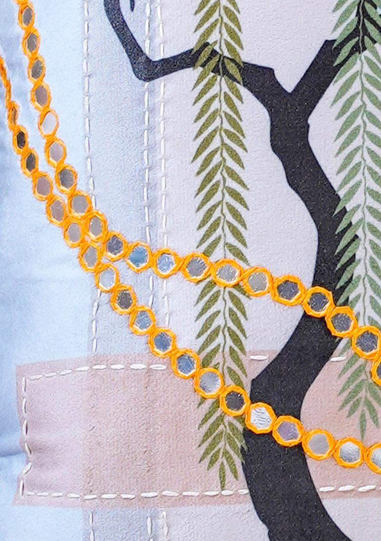 Sky Blue Harmony Of Elements Velvet Cushion Cover