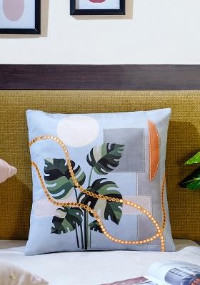 Sky Blue Harmony Of Elements Velvet Cushion Cover