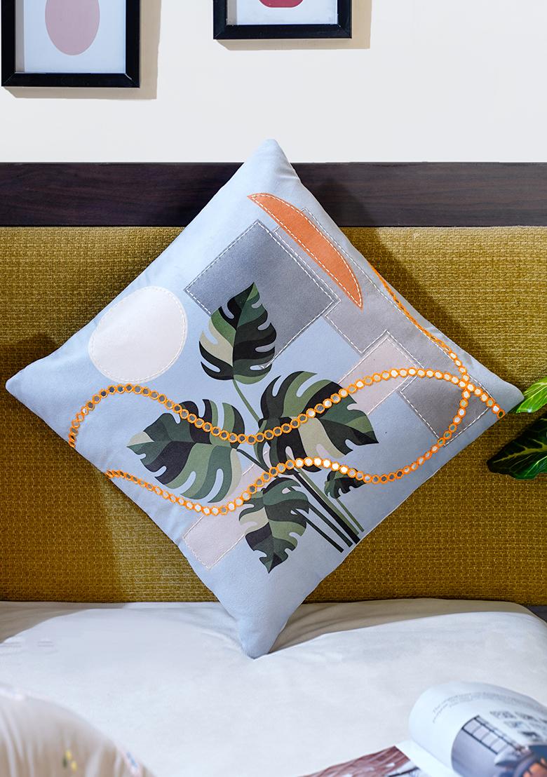 Sky Blue Harmony Of Elements Velvet Cushion Cover