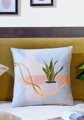 Sky Blue Harmony Of Elements Abstract Velvet Cushion Cove