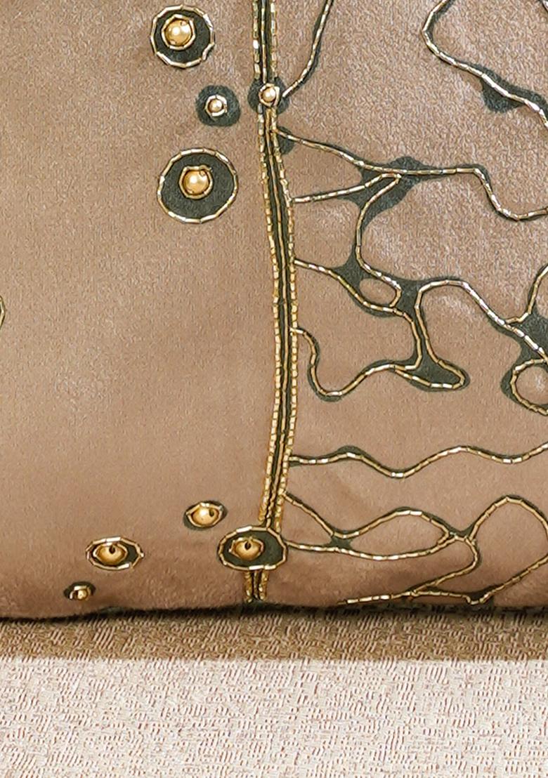 Green Gilded Garden Velvet Cushion Cover