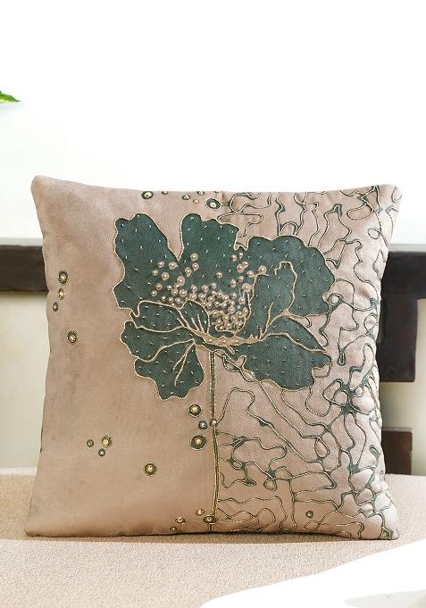 Green Gilded Garden Velvet Cushion Cover
