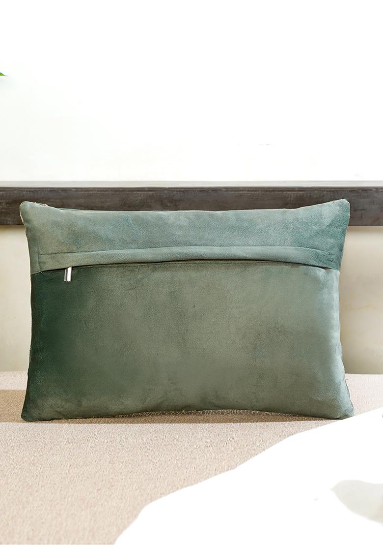 Green Gilded Garden Velvet Cushion Cover