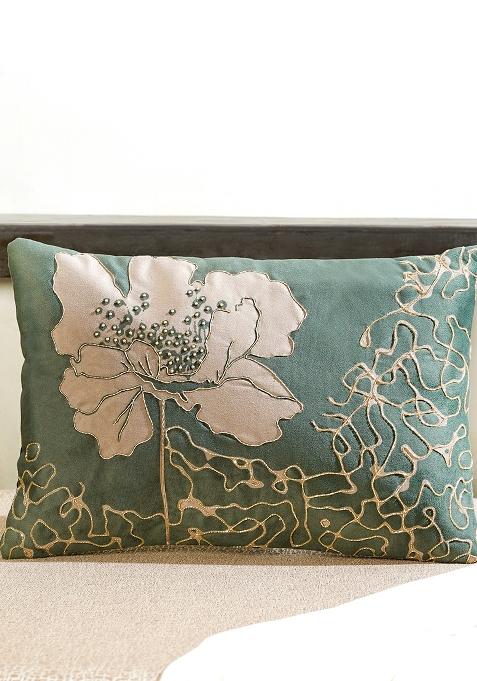 Green Gilded Garden Velvet Cushion Cover