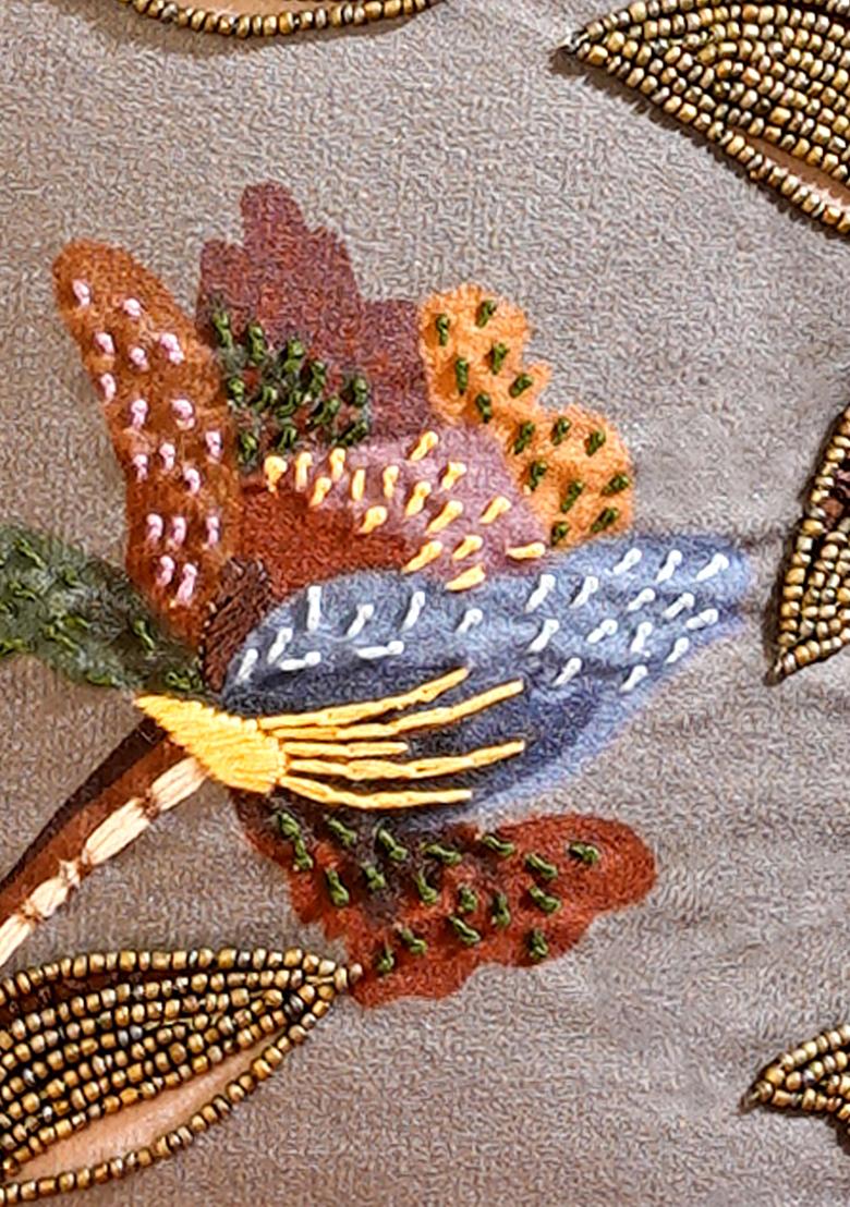 Beige Infinite Petals Velvet Cushion Cover