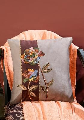 Beige Infinite Petals Velvet Cushion Cover