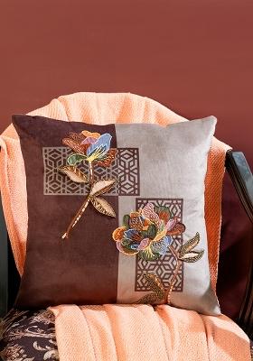 Beige Infinite Petals Velvet Cushion Cover