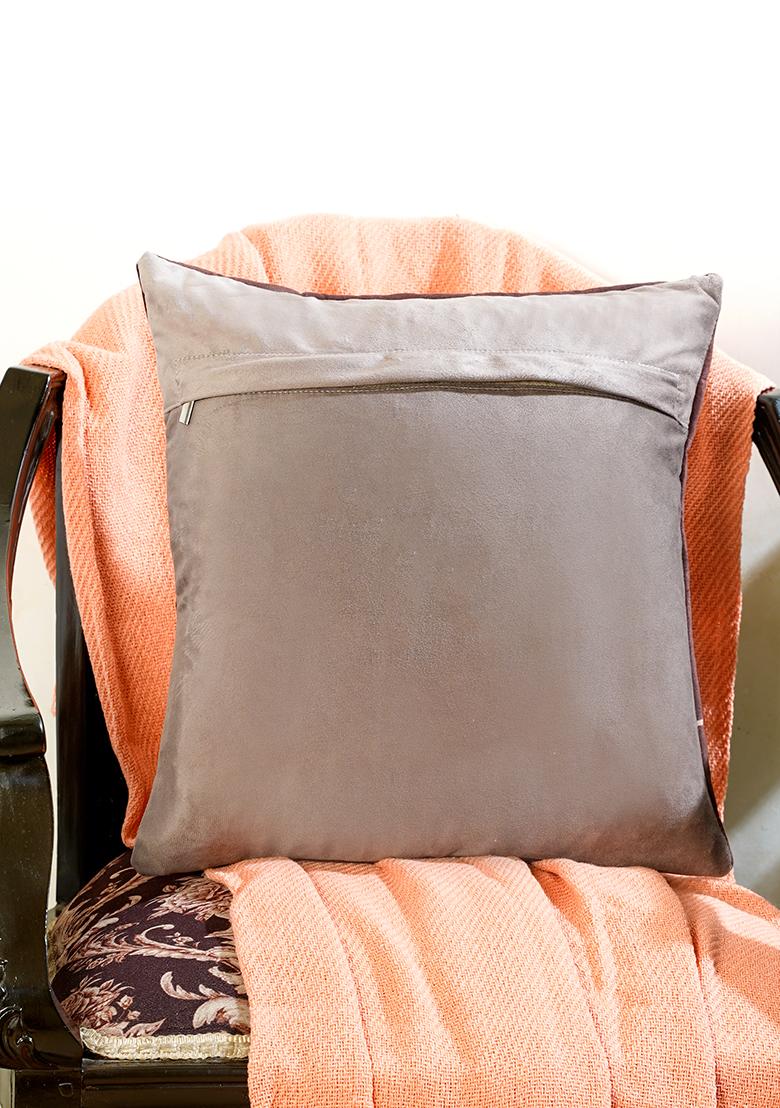 Beige Infinite Petals Zig Zag Cushion Cover