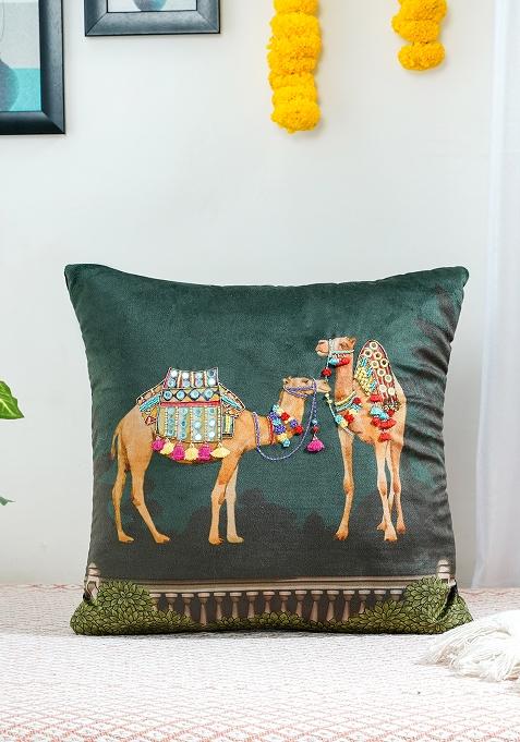 Teal Royal Opulence Vibrant Colors Velvet Cushion Cover