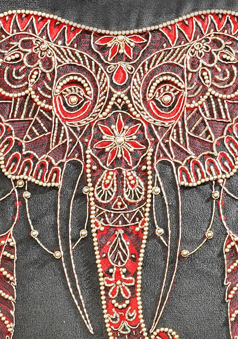 Black Elephants Adornment Cushion Cover