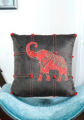 Black Majestic Elephant Cushion Cover