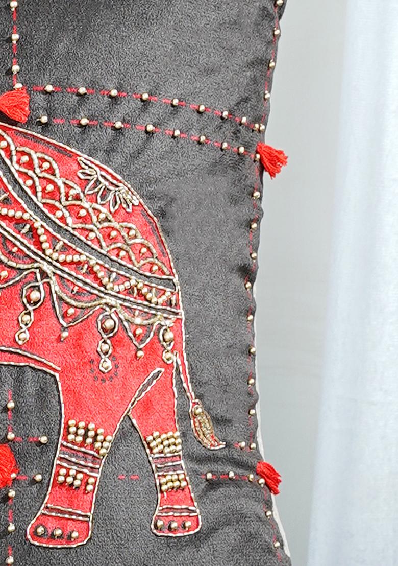 Black Majestic Elephant Cushion Cover