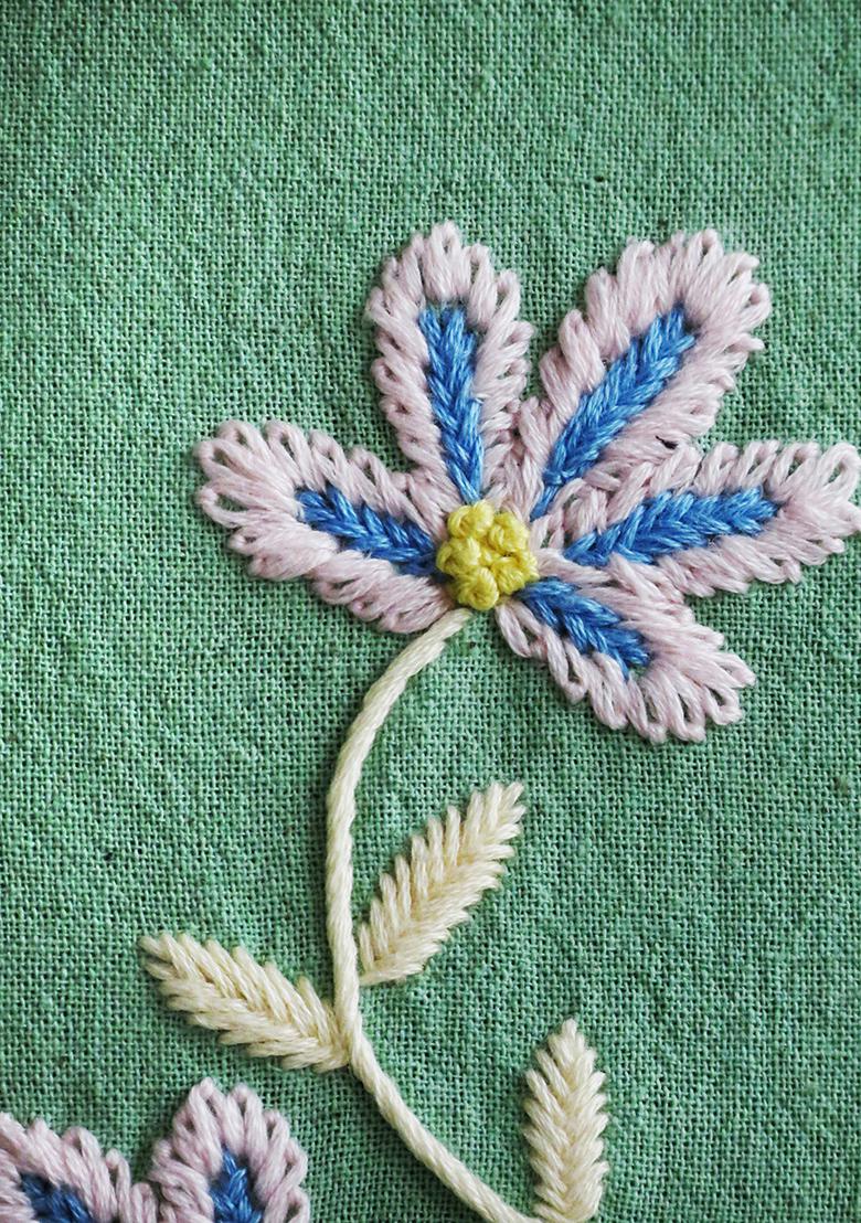 Mint Green Handmade Cotton Mint Blossom Cushion Cover