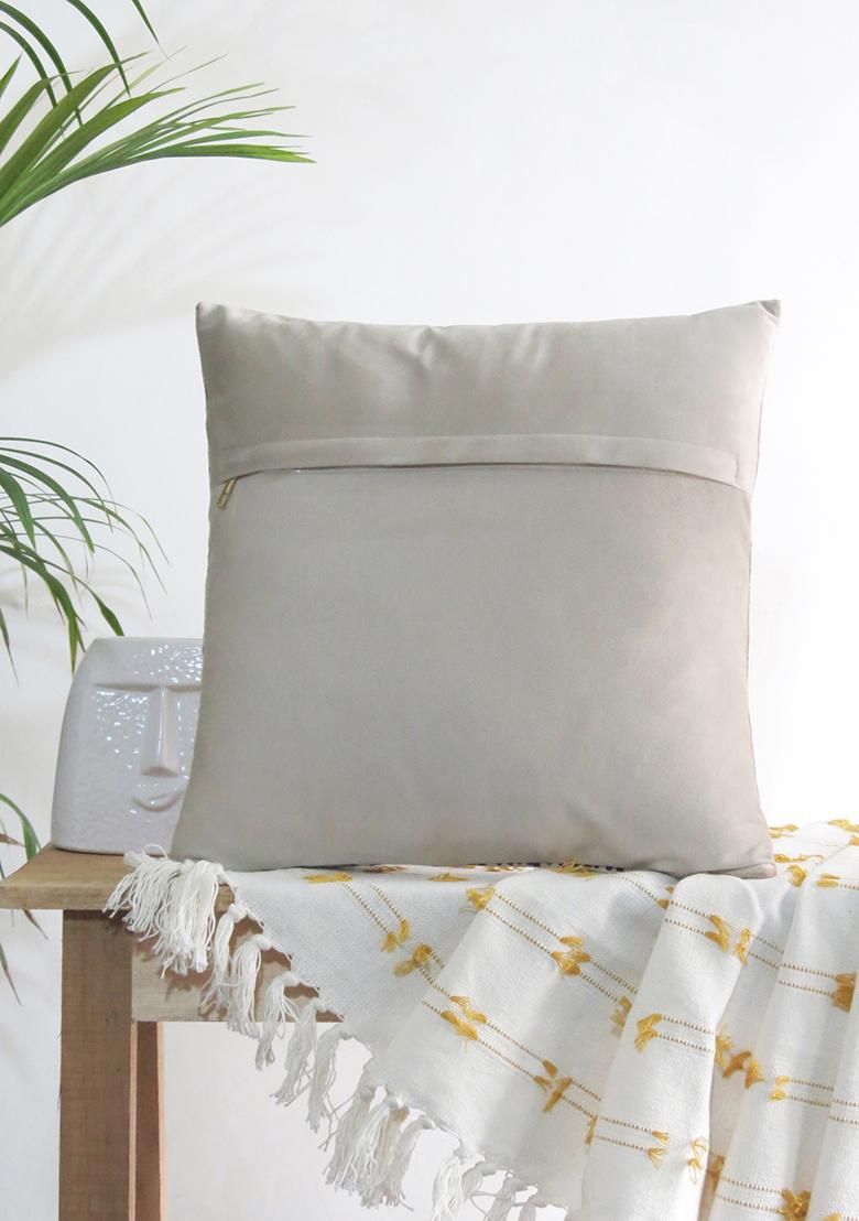 Pink Mirror Work Cushion Cover