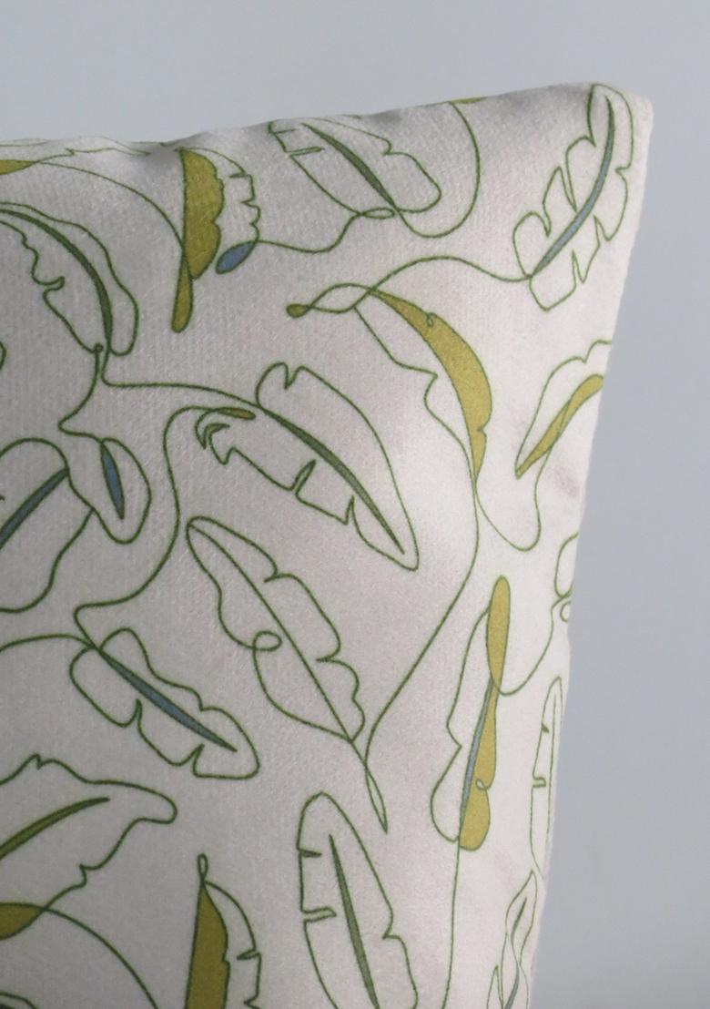 Off White Line Art Floral Cushion Cover