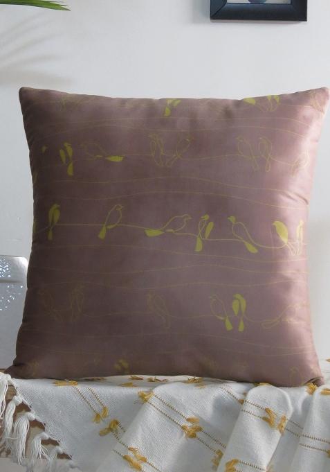 Pink Line Art Bird Printed Cushion Cover