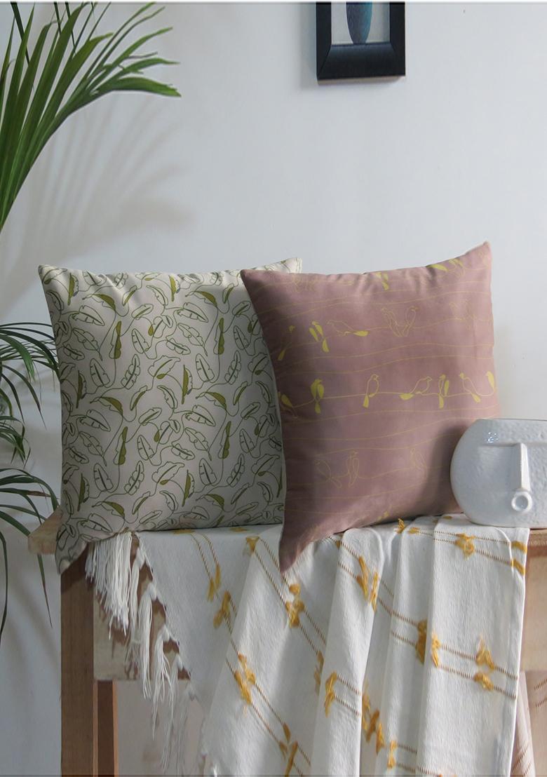 Pink Line Art Inspired Cushion Covers(Set Of 2)