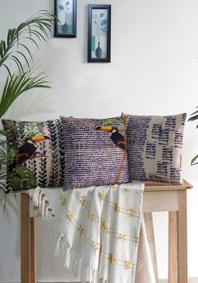 White Tie Dye Inspired Cushion Cover (Set Of 3)