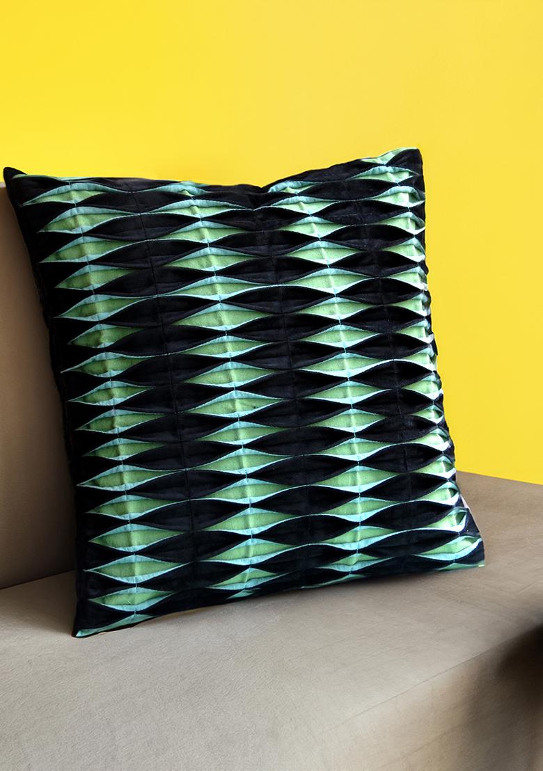 Black Intricate Fabric Manipulation Techniques Cushion Cover