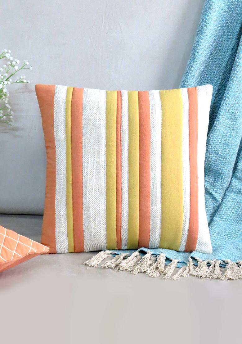 Off White Soft Sculptures Cotton Cushion Covers (Set Of 3)