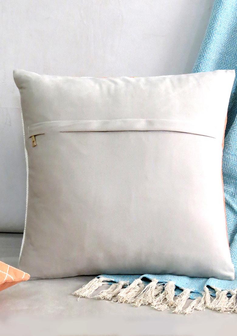 Off White Soft Sculptures Cotton Cushion Covers (Set Of 3)