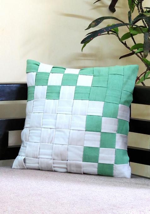 Sea Green Modern Inspired By Fabric Weave Cushion Cover