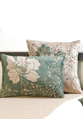 Green Gilded Garden Velvet Cushion Cover