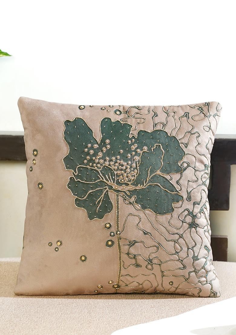 Green Gilded Garden Velvet Cushion Cover
