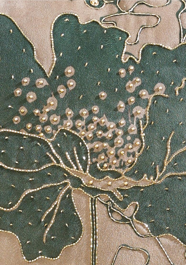 Green Gilded Garden Velvet Cushion Cover