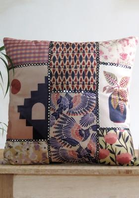 Blue Mirror Work Cushion Cover (Set Of 2)