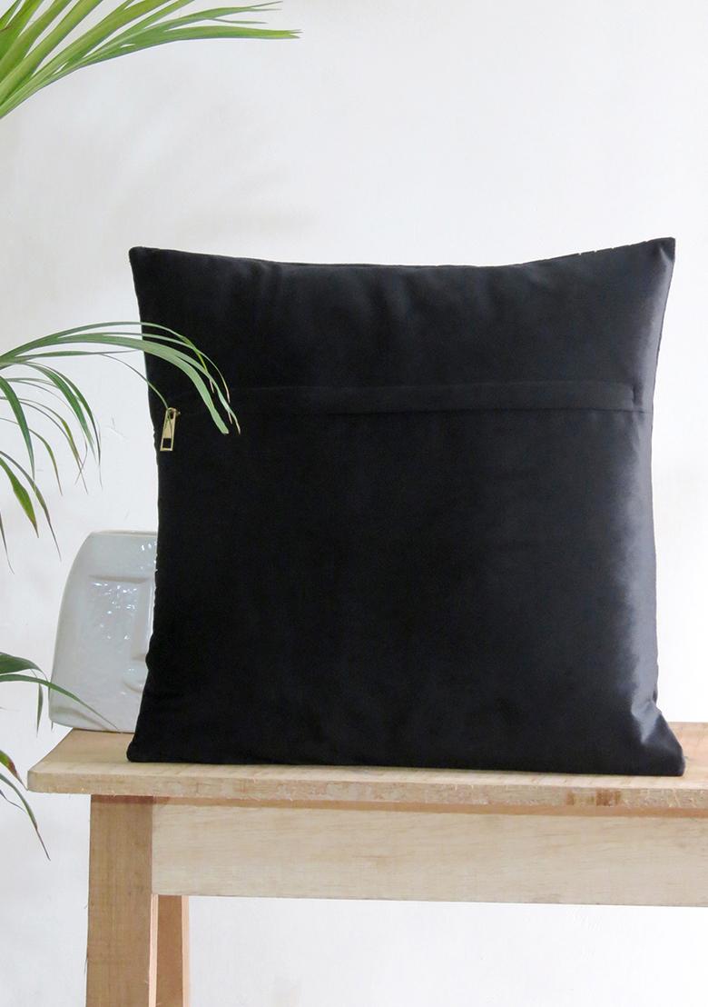 Black Abstract Velvet Cushion Covers