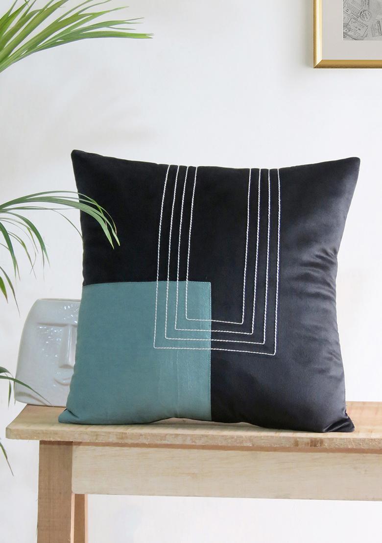 Black Abstract Velvet Cushion Covers
