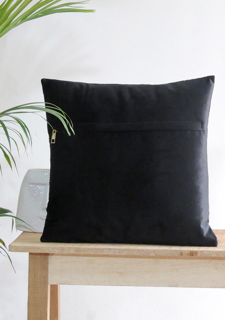 Black Abstract Velvet Cushion Covers