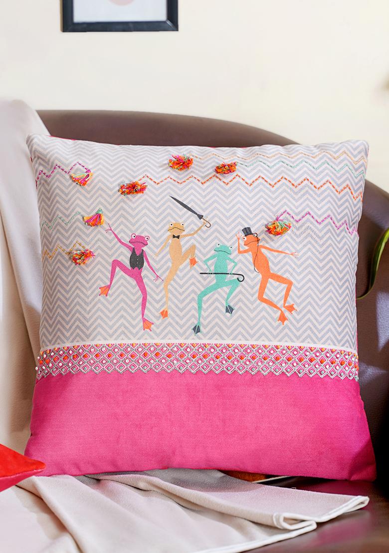 Multi Pure Joy Dancing Frogs Cushion Cover