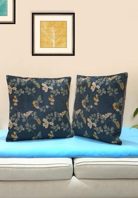 Sea Green Enchanted Wilderness Cushion Cover (Set Of 2)