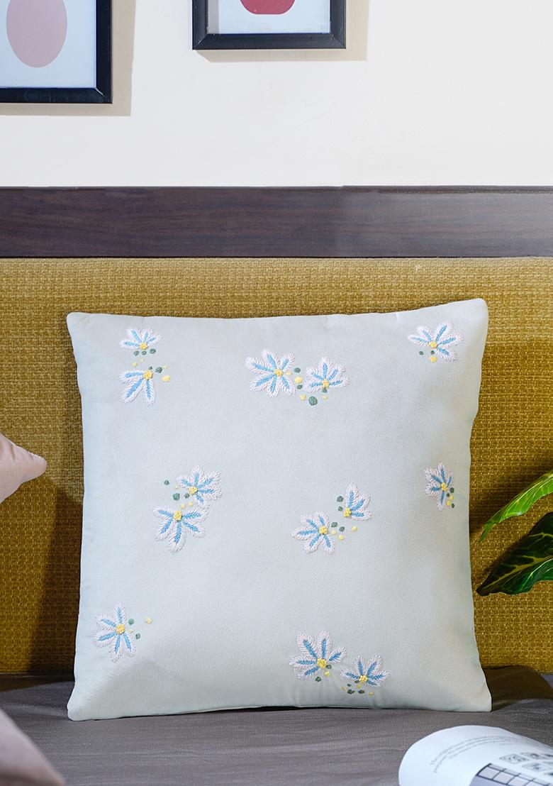 Off White Whispers Of Spring Cushion Cover (Set Of 2)