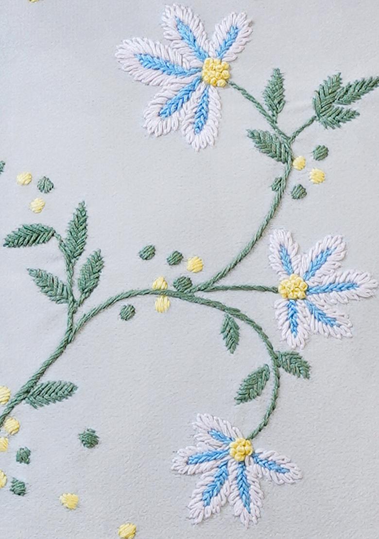 Off White Whispers Of Spring Velvet Cushion Cover