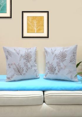 Off White Hand Embroidery Desert Pearl Velvet Cushion Cover