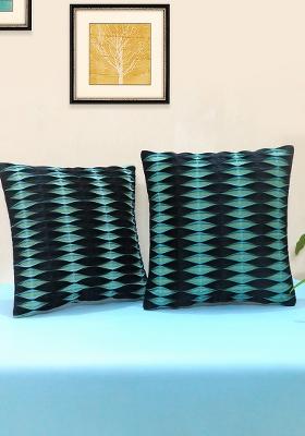 Sea Green Velvet Cushion Covers Box Pleats Textured