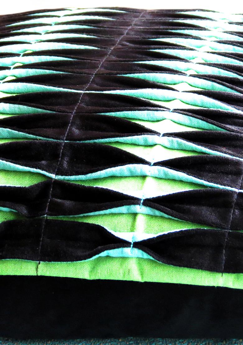 Sea Green Velvet Cushion Covers Box Pleats Textured