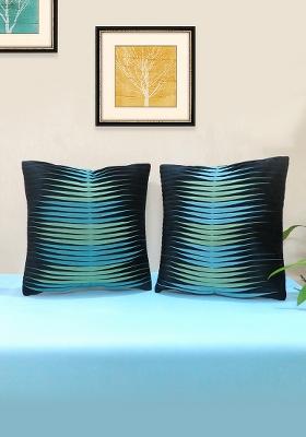 Sea Green Hand Crafted With Intricate Fabric Textured Cushion Cover