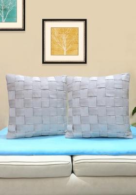 Off White Velvet With Weave Textures Cushion Cover