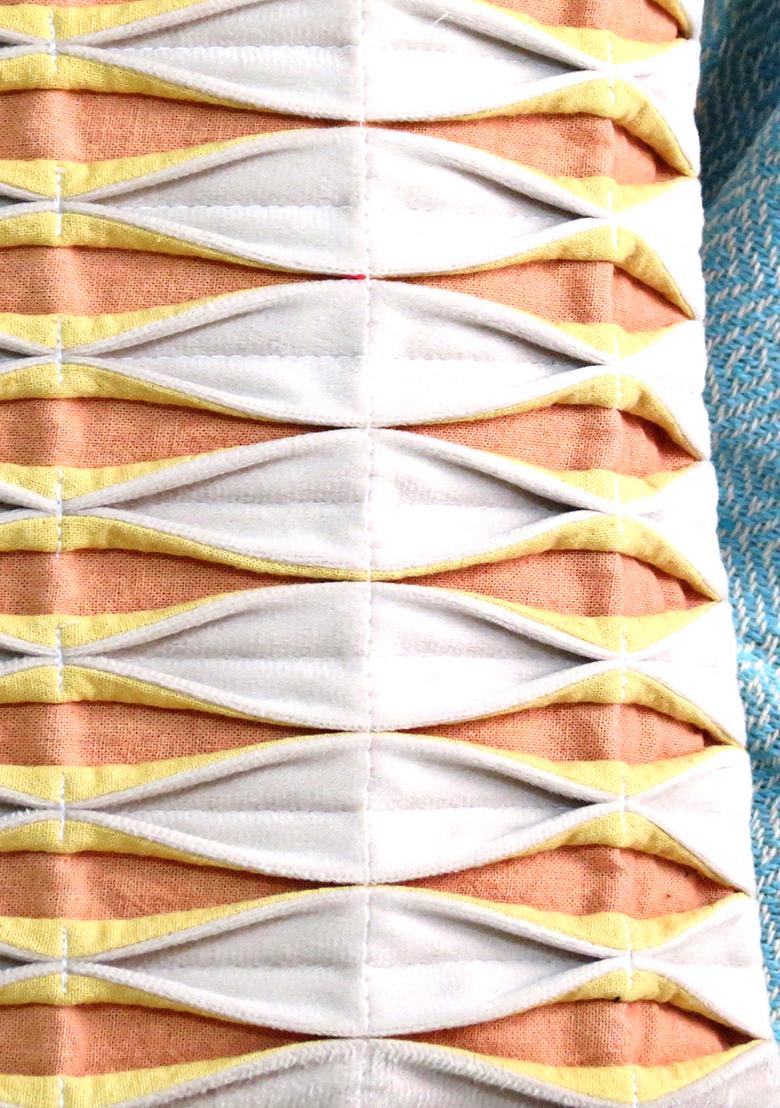 Off White Folded Fabric Velvet With Cotton Cushion Covers (Set Of 2)