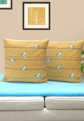 Sand Yellow Morning Abstract Cushion Cover (Set Of 2)