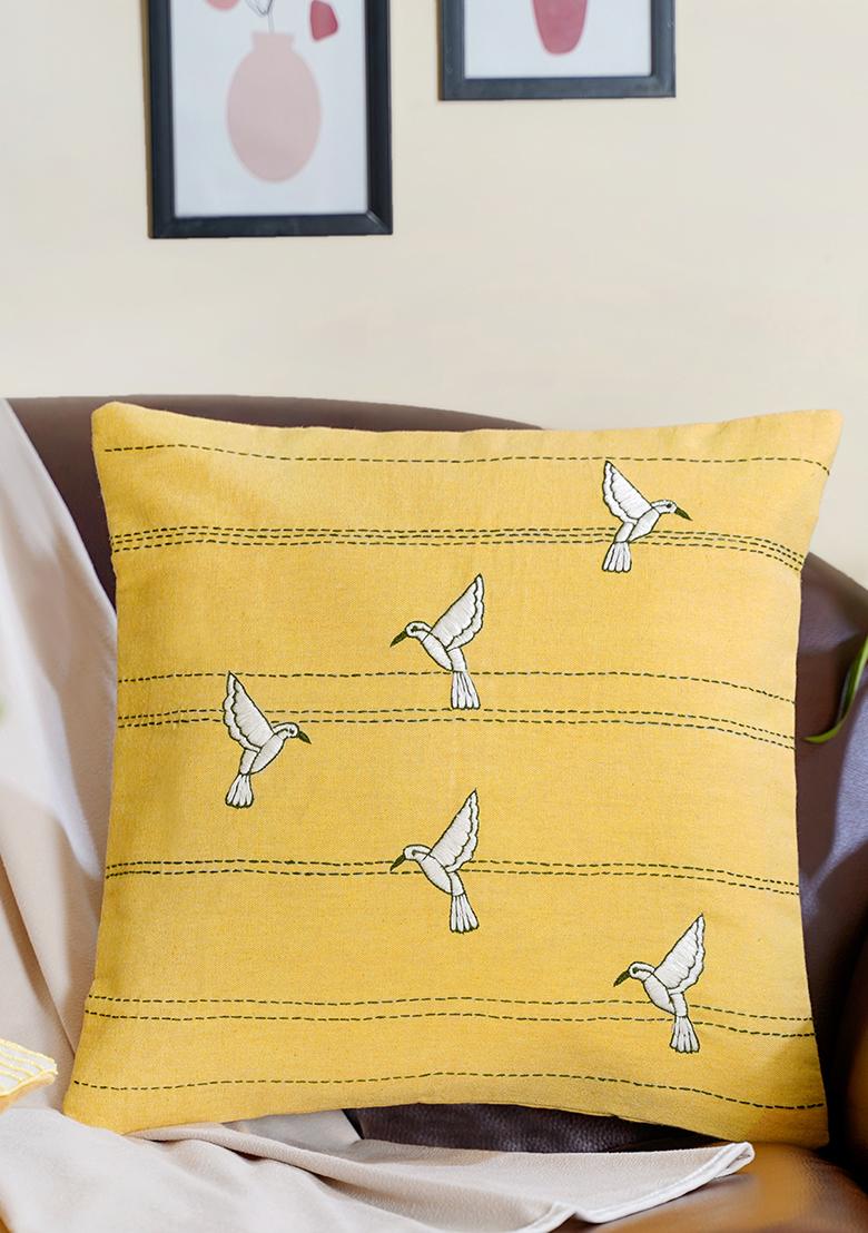 Sand Yellow Morning Abstract Cushion Cover (Set Of 2)
