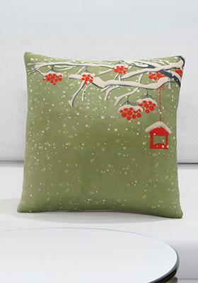 Mint Green Sleigh Bell Tree Velvet Cushion Cover