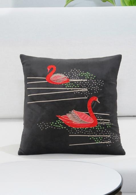 Black Midnight Harmony Velvet Cushion Cover