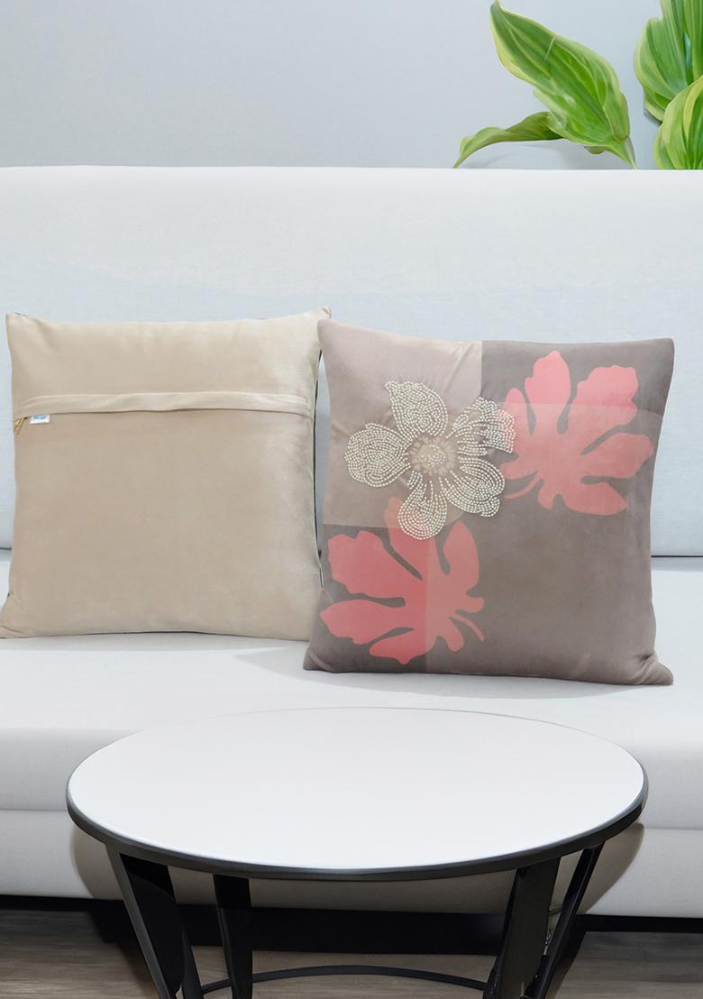 Grey Morning Velvet Cushion Cover